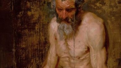 تابلو مرد مسن برهنه به حالت نشسته رو چهارپایه نشان میدهد سه میلیون دلار فروخته شد تابلو 3 میلیون دلاری
